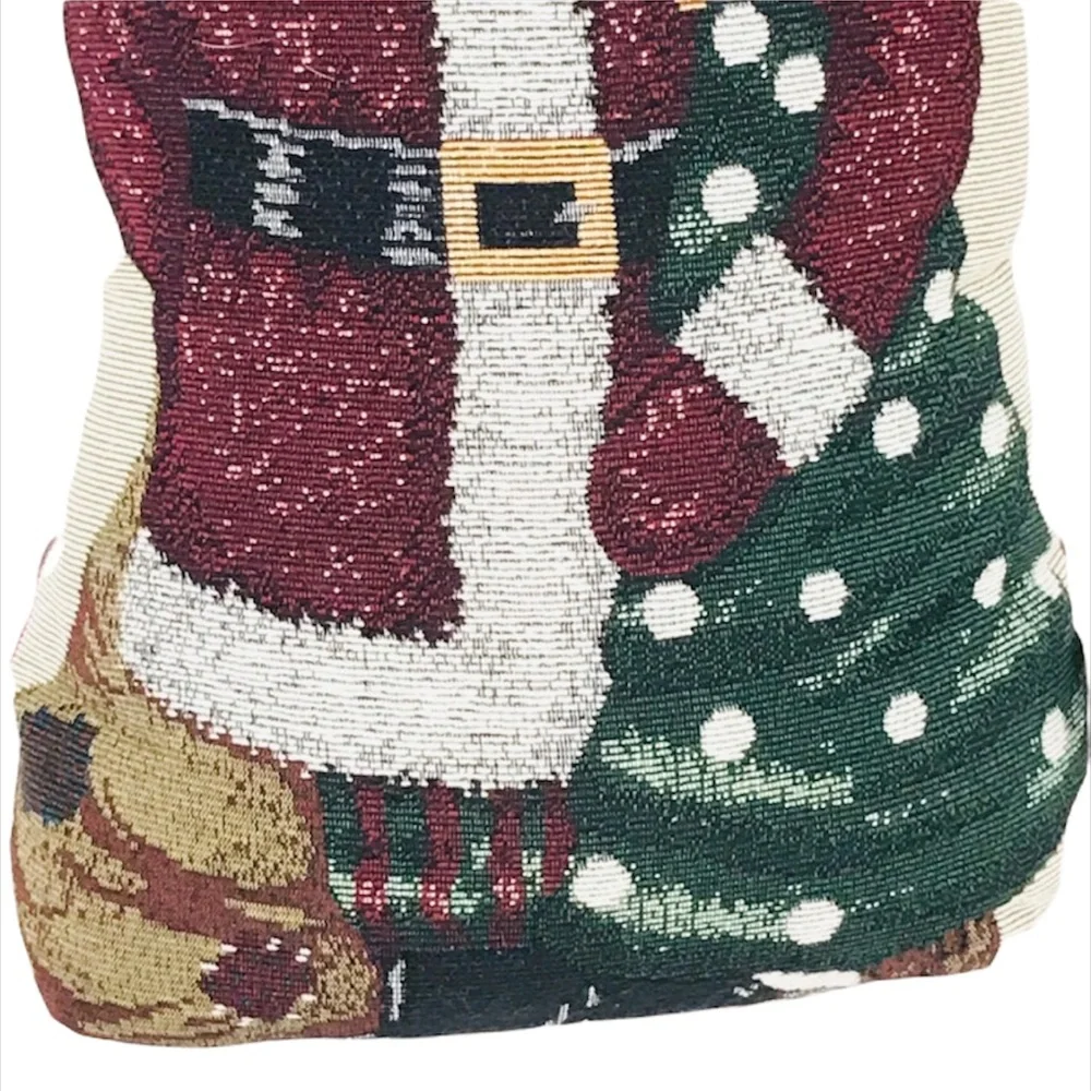 Riverdale Santa Weighted Decorative Pillow, Red, Green, Cream